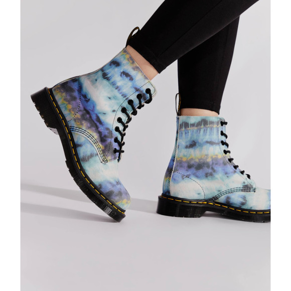 NIB Dr Martens 1460 Pascal Blue Tie Dye Printed Suede Leather Boots US 7 - Picture 3 of 16